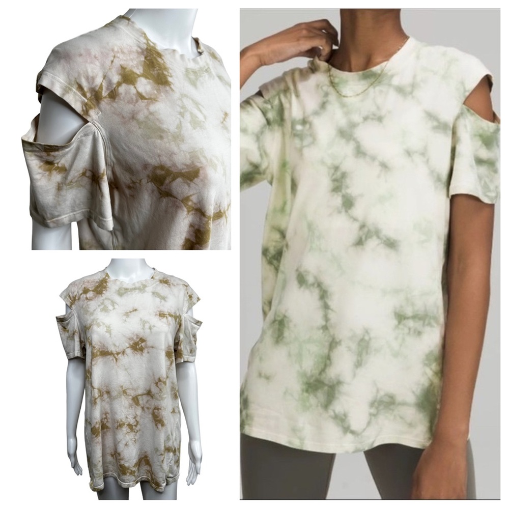 Lululemon All Yours Cut Out Short Sleeve Tee Marbled Tie Dye Cold Shoulder Sz 8